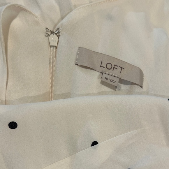 LOFT Cream Dress with Black Polka Dots - Picture 4 of 5
